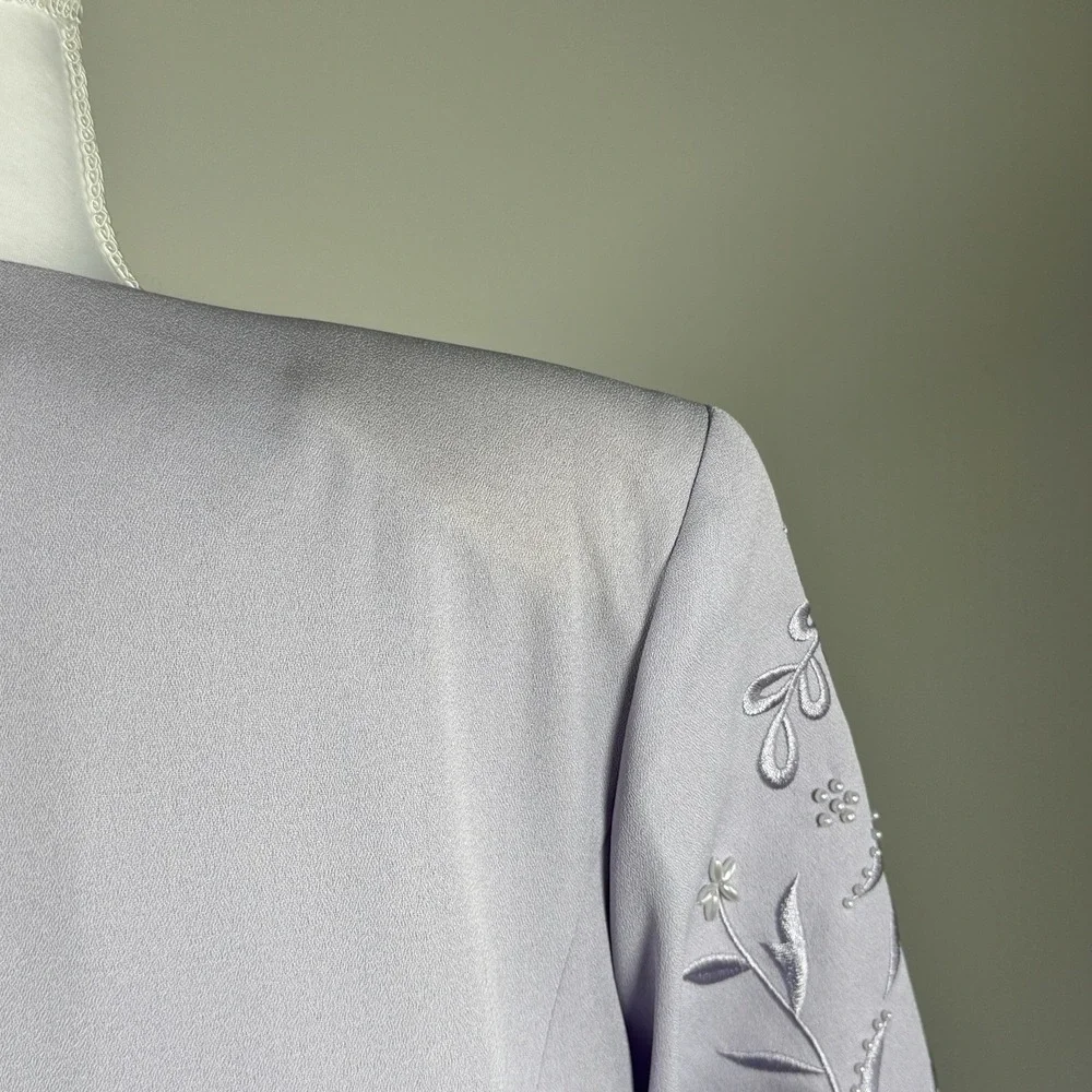 Vintage Lavender Embroidered Beaded Skirt Suit 2 Pc Womens 14 Church‎ Formal BMI